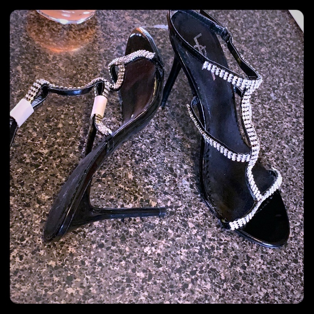 Strappy, shiny heels